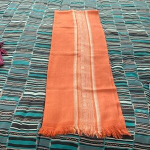 Orange Woven Scarf/Wrap with Fringe